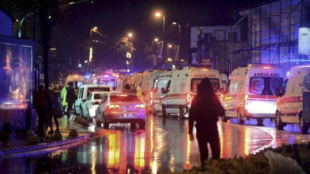 Medics and security officials work at the scene after an attack at a popular nightclub in Istanbul, on January 1, 2017.(AP Photo)