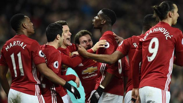 Paul Pogba and Anthony Martial scored for Manchester United as they secured their fifth consecutive win in the Premier League.(AFP)