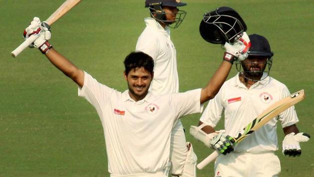 Gujarat batsman Priyank Panchal celebrates his century as Parthiv Patel looks on during the Ranji Trophy semifinal cricket match against Jharkhand. (PTI) Gujarat batsman Priyank Panchal celebrates his century as Parthiv Patel looks on during the Ranji Trophy semifinal cricket match against Jharkhand. (PTI)