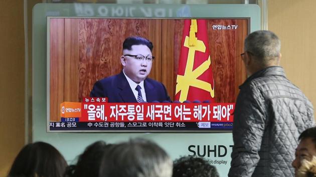 South Koreans watch a TV news program showing North Korean leader Kim Jong Un's New Year's speech, at the Seoul Railway Station in Seoul, South Korea, Sunday. North Korea's development of banned long-range missiles is in "final stages," the country's leader Kim was quoted as saying in his New Year's message. (AP Photo) South Koreans watch a TV news program showing North Korean leader Kim Jong Un's New Year's speech, at the Seoul Railway Station in Seoul, South Korea, Sunday. North Korea's development of banned long-range missiles is in "final stages," the country's leader Kim was quoted as saying in his New Year's message. (AP Photo)