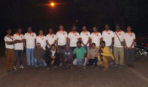 Volunteers from Amchi Vasai outside the fort on New Year’s eve. (HT photo) Volunteers from Amchi Vasai outside the fort on New Year’s eve. (HT photo)