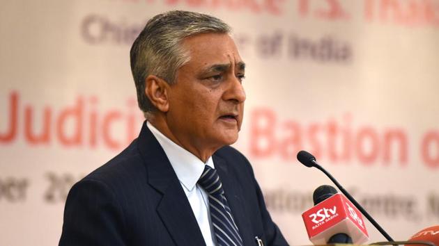 Justice TS Thakur delivers a speech at IIC in New Delhi (Virendra Singh Gosain/HT File Photo) Justice TS Thakur delivers a speech at IIC in New Delhi (Virendra Singh Gosain/HT File Photo)