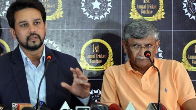 Anurag Thakur (left) and Ajay Shirke were removed as BCCI president and secretary, respectively, by the Supreme Court on Monday. The Supreme Court will appoint an observer for the cricket Board on January 19(AFP)