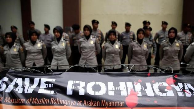 People protest outside the Myanmar embassy against abuse of ethnic Rohingya Muslims. (Reuters file photo) People protest outside the Myanmar embassy against abuse of ethnic Rohingya Muslims. (Reuters file photo)