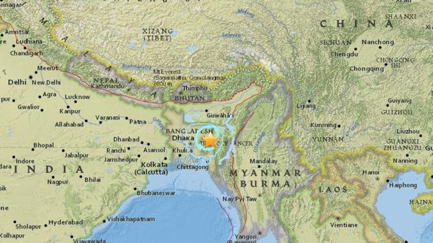 Magnitude 5.7 earthquake hit India-Bangladesh border region.(USGS)