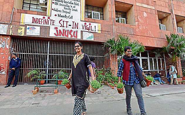 NeThe move comes days after the university sent a letter to Professor Nivedita Menon over “clear violation” of university rules following her address to some students at the administrative building and warned her of “disciplinary action”. (Sanjeev Verma/HT PHOTO) NeThe move comes days after the university sent a letter to Professor Nivedita Menon over “clear violation” of university rules following her address to some students at the administrative building and warned her of “disciplinary action”. (Sanjeev Verma/HT PHOTO)