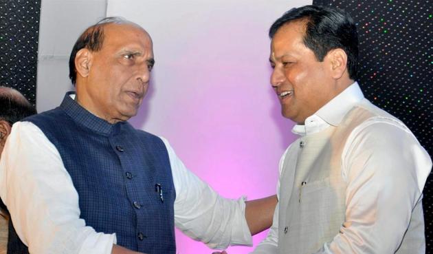 Union home minister Rajnath Singh with Assam CM Sarbananda Sonowal. The governments concerned now have the responsibility to ensure the KLO, NLFT and PDCK do not let their rejuvenation plan translate into communal bloodbath. (Representative Photo) (PTI) Union home minister Rajnath Singh with Assam CM Sarbananda Sonowal. The governments concerned now have the responsibility to ensure the KLO, NLFT and PDCK do not let their rejuvenation plan translate into communal bloodbath. (Representative Photo) (PTI)