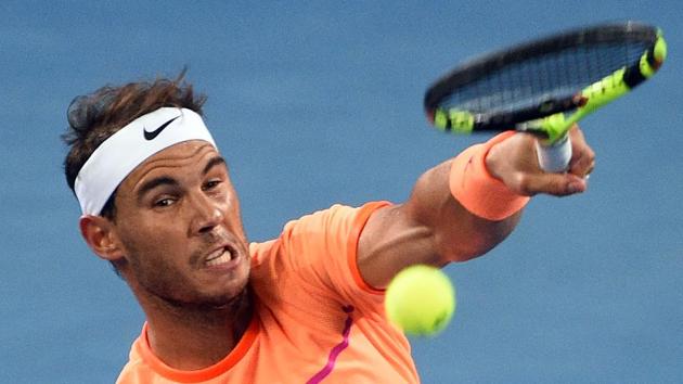 Rafael Nadal of Spain serves against Alexandr Dolgopolov of Ukraine in the men's round one at the Brisbane International. (AFP) Rafael Nadal of Spain serves against Alexandr Dolgopolov of Ukraine in the men's round one at the Brisbane International. (AFP)