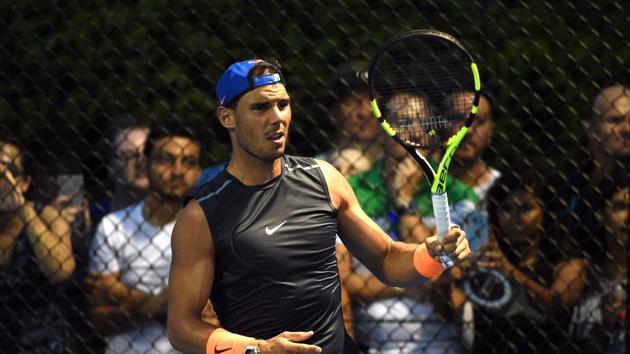 Rafael Nadal takes part in a training session at the Brisbane International tennis tournament. (AFP) Rafael Nadal takes part in a training session at the Brisbane International tennis tournament. (AFP)