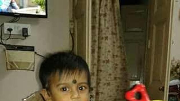 Playful Avighna Saha at his home last year. Playful Avighna Saha at his home last year.
