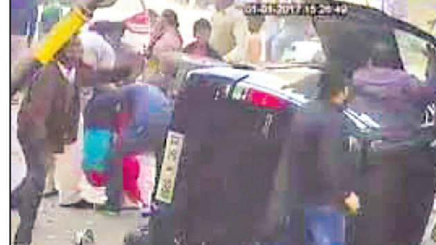 A speeding car being driven by a minor hit a 40-year-old woman in southwest Delhi’s Sagarpur, dragged her for 50-metres before colliding with a WagonR, toppling it over and coming to a stop. A speeding car being driven by a minor hit a 40-year-old woman in southwest Delhi’s Sagarpur, dragged her for 50-metres before colliding with a WagonR, toppling it over and coming to a stop.