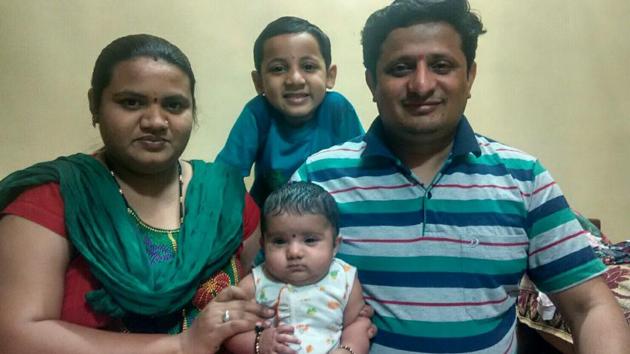 The Patil family with Swarali, who was born in November last year. (HT Photo) The Patil family with Swarali, who was born in November last year. (HT Photo)