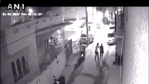 Footage of the assault that reportedly took place in Bengaluru’s Kamanahalli area at 2.41 am on Sunday. (Video screengrab) Footage of the assault that reportedly took place in Bengaluru’s Kamanahalli area at 2.41 am on Sunday. (Video screengrab)