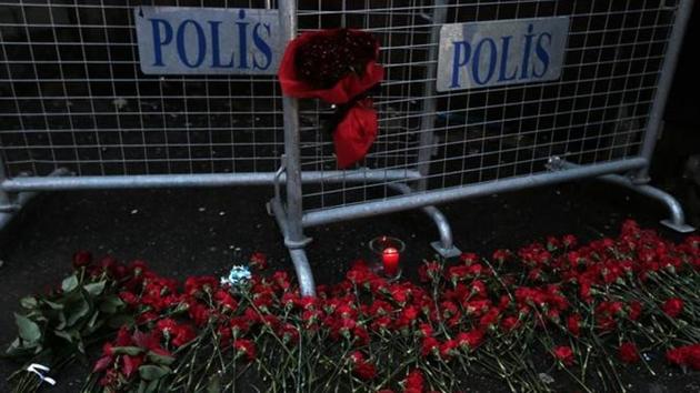 Flowers placed near the entrance of Reina nightclub, which was attacked by a gunman, in Istanbul, Turkey on January 1, 2017. (Reuters file photo)