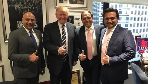 Trump met Sagar Chordia, director of Panchshil Realty, Atul Chordia, also of Panchshil Realty, and Kamlesh Mehta, a managing director at real estate firm Tribeca Developers, which is said to represent Trump in India.(Twitter)