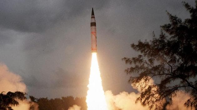 India conducted test flight of its indigenously developed nuclear-capable Agni V long range ballistic missile on December 26., 2016.(PTI File Photo) India conducted test flight of its indigenously developed nuclear-capable Agni V long range ballistic missile on December 26., 2016.(PTI File Photo)