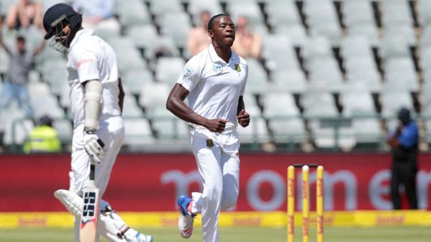 South African bowler Kagiso Rabada (R) celebrates the dismissal of Sri Lanka batsman Angelo Mathews (L) during the second Test between South Africa and Sri Lanka. (AFP) South African bowler Kagiso Rabada (R) celebrates the dismissal of Sri Lanka batsman Angelo Mathews (L) during the second Test between South Africa and Sri Lanka. (AFP)