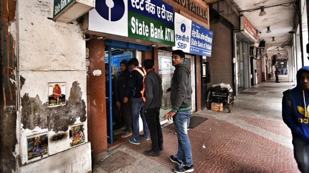 Shorter queues seen outside ATMs in Connaught Place on December 30. (Arun Sharma / HT FILE) Shorter queues seen outside ATMs in Connaught Place on December 30. (Arun Sharma / HT FILE)