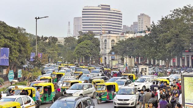 Traffic jam at inner circle of Connaught Place in New Delhi. (Raj K Raj/ HT File Photo) Traffic jam at inner circle of Connaught Place in New Delhi. (Raj K Raj/ HT File Photo)