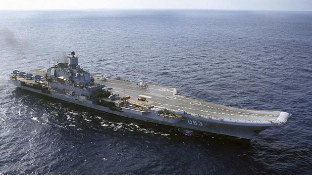 Admiral Kuznetsov carrier and accompanying ships are to be the first to leave. (AP File Photo) Admiral Kuznetsov carrier and accompanying ships are to be the first to leave. (AP File Photo)