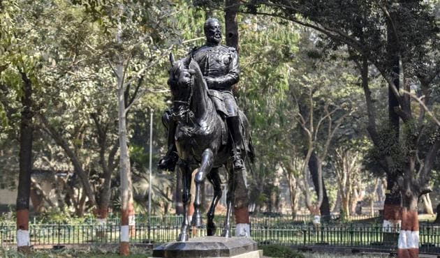 The original Kala Ghoda statue outside Dr Bhau Daji Lad Museum at Byculla zoo. (KUNAL patil/HT ) The original Kala Ghoda statue outside Dr Bhau Daji Lad Museum at Byculla zoo. (KUNAL patil/HT )