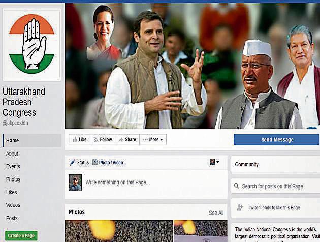 The Uttarakhand Congress runs a page on Facebook and has uploaded videos on its activities.(HT Photo)