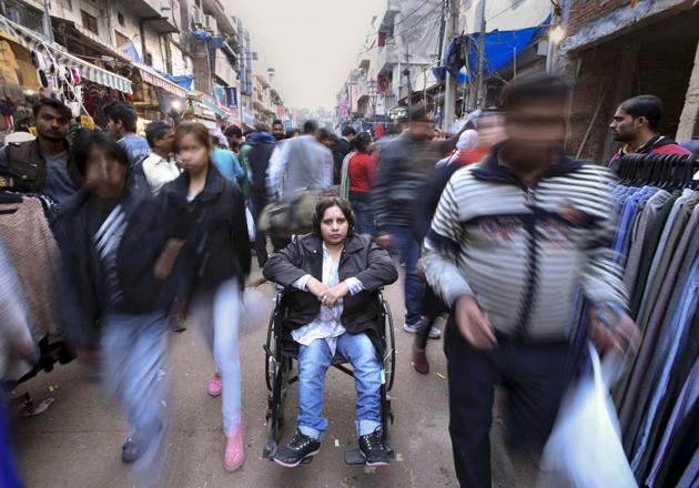 Public places are often inaccessible for differently abled women. They are difficult to navigate since they are not disabled-friendly, often unsafe and even lack basic amenities like accessible toilets, feel women. A representative image.(Arun Sharma/HT PHOTO)