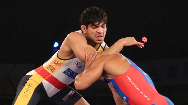 Mumbai Maharathi defeated UP Dangal 5-2 in the Pro Wrestling League encounter. (Pro-Wrestling League) Mumbai Maharathi defeated UP Dangal 5-2 in the Pro Wrestling League encounter. (Pro-Wrestling League)