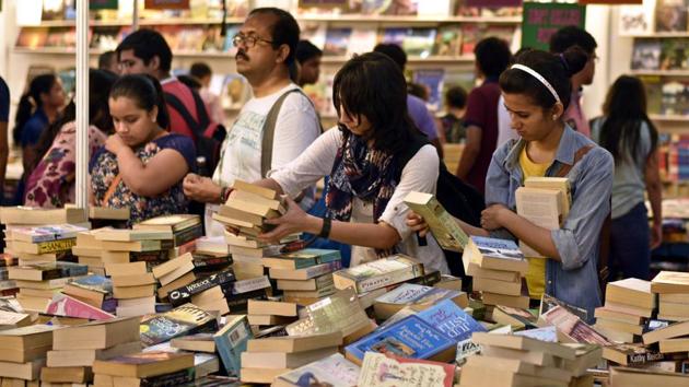 Visitors browse through books at the Delhi Book Fair at Pragati Maidan in New Delhi. (Arun Sharma/HT Photo) Visitors browse through books at the Delhi Book Fair at Pragati Maidan in New Delhi. (Arun Sharma/HT Photo)