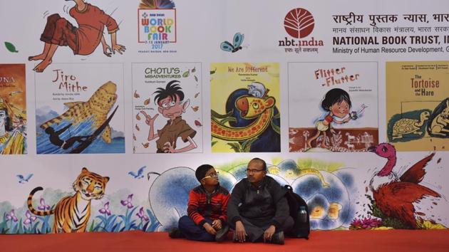 NBT is celebrating 60 years of its foundation by showcasing its journey in promoting books and reading at a special exhibit “This is no looking back!” during the fair. (Virendra Singh Gosain/HT PHOTO) NBT is celebrating 60 years of its foundation by showcasing its journey in promoting books and reading at a special exhibit “This is no looking back!” during the fair. (Virendra Singh Gosain/HT PHOTO)