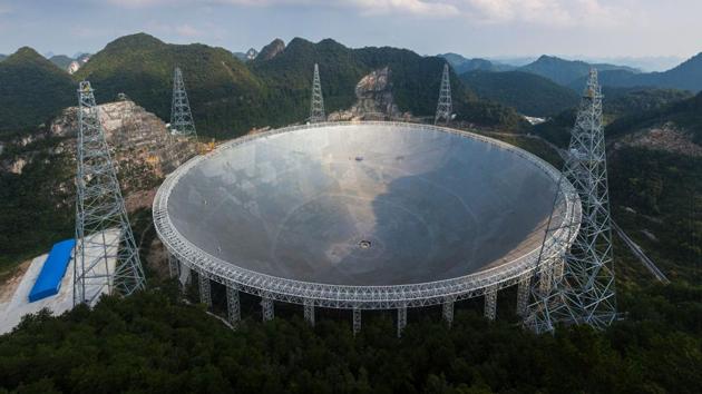 The five-hundred-metre Aperture Spherical Radio Telescope (FAST) in Pingtang, in southwestern China's Guizhou province. (AFP File Photo) The five-hundred-metre Aperture Spherical Radio Telescope (FAST) in Pingtang, in southwestern China's Guizhou province. (AFP File Photo)