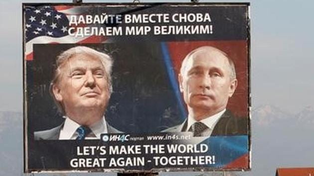 A billboard showing a pictures of US president-elect Donald Trump and Russian President Vladimir Putin in Danilovgrad, Montenegro. Trump has said that there was absolutely no effect (of the Russian campaign) on the outcome of the US Presidential elections. (REUTERS) A billboard showing a pictures of US president-elect Donald Trump and Russian President Vladimir Putin in Danilovgrad, Montenegro. Trump has said that there was absolutely no effect (of the Russian campaign) on the outcome of the US Presidential elections. (REUTERS)