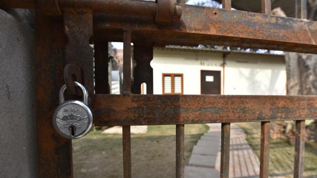 Former BJP MLA OP Sharma’s office in Vishwas Nagar that was broken into on Sunday morning. (Raj k Raj/ Ht photo) Former BJP MLA OP Sharma’s office in Vishwas Nagar that was broken into on Sunday morning. (Raj k Raj/ Ht photo)