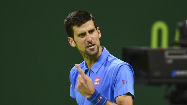 Novak Djokovic of Serbia celebrates a point during the final of the Qatar Open tennis tournament against Andy Murray in Doha on Saturday. (AP) Novak Djokovic of Serbia celebrates a point during the final of the Qatar Open tennis tournament against Andy Murray in Doha on Saturday. (AP)