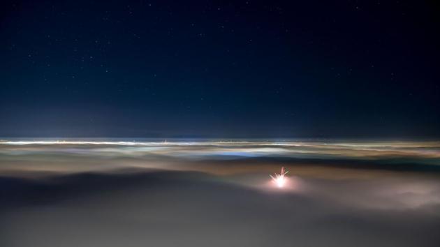 An aerial view shows fireworks over Munich on January 1 during New Year's celebration. (AFP)