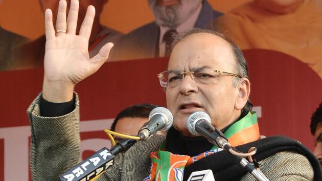 Union finance minister Arun Jaitley addressing a BJP rally in Amritsar. (Sameer Sehgal/HT Photo) Union finance minister Arun Jaitley addressing a BJP rally in Amritsar. (Sameer Sehgal/HT Photo)