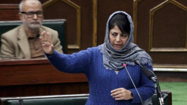 Jammu and Kashmir chief minister Mehbooba Mufti addresses the legislative assembly during the budget session on Monday. (PTI photo) Jammu and Kashmir chief minister Mehbooba Mufti addresses the legislative assembly during the budget session on Monday. (PTI photo)