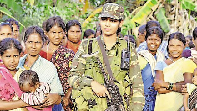 Usha Kiran,27, is CRPF’s first woman officer to be posted in the region notorious for being a Maoist hotbed.(HT Photo)