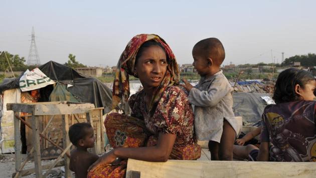 Burmese Rohingyas at their camp in Kalindi Kunj in New Delhi, India, on Wednesday, May 21, 2014.(HT File Photo)