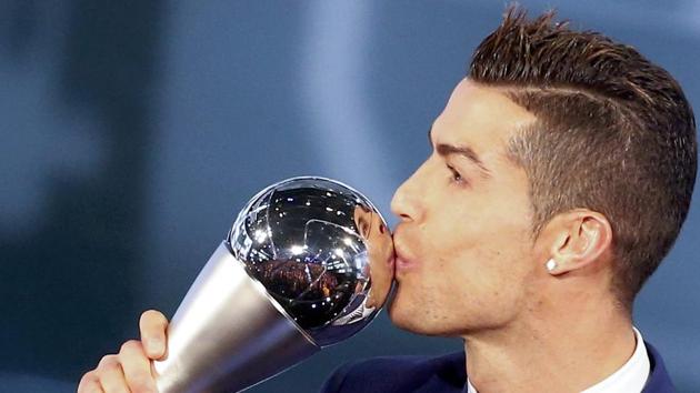 Ronaldo overcame tough competition from Messi and Griezmann to win the FIFA award. (REUTERS)