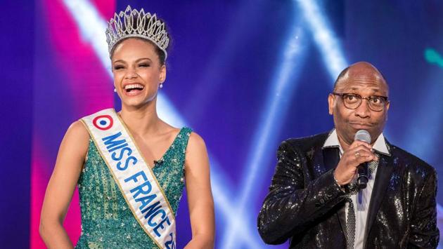 Miss Guyana 2016 and newly elected Miss France 2017 Alicia Aylies (L) laughs on stage during a show on January 9, 2017 in Cayenne. (jody amiet / AFP) Miss Guyana 2016 and newly elected Miss France 2017 Alicia Aylies (L) laughs on stage during a show on January 9, 2017 in Cayenne. (jody amiet / AFP)