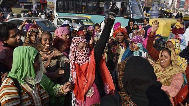 East Delhi MCD Workers protesting in New Delhi, India, on Sunday, January 8, 2017. (Arvind Yadav/HT PHOTO)