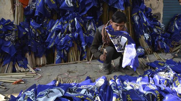 A committee of officials priced items such as tea, coffee, various sweets, puja items, LCDs, usage of Fortuner, Audi and Mercedes cars, hoardings, posters, banners, chairs, tables, among others, which will be extensively used by party candidates during their campaign. (Sakib Ali/HT) A committee of officials priced items such as tea, coffee, various sweets, puja items, LCDs, usage of Fortuner, Audi and Mercedes cars, hoardings, posters, banners, chairs, tables, among others, which will be extensively used by party candidates during their campaign. (Sakib Ali/HT)