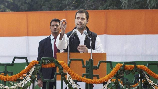 Congress vice-president Rahul Gandhi addresses the 132nd foundation day of Indian National Congress at the AICC headquarters in New Delhi. (PTI File) Congress vice-president Rahul Gandhi addresses the 132nd foundation day of Indian National Congress at the AICC headquarters in New Delhi. (PTI File)
