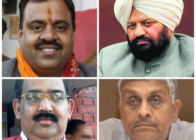 Clockwise from left top: Tarun Chugh, Harjit Singh Grewal, Tikshan Sud and Ashwani Sharma are on the BJP list. (HT File Photos) Clockwise from left top: Tarun Chugh, Harjit Singh Grewal, Tikshan Sud and Ashwani Sharma are on the BJP list. (HT File Photos)