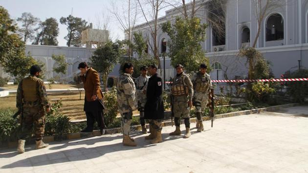 Afghan security forces are seen in front of Kandahar guesthouse after a bomb blast in Kandahar, Afghanistan, Wednesday, Jan 11. (AP Photo) Afghan security forces are seen in front of Kandahar guesthouse after a bomb blast in Kandahar, Afghanistan, Wednesday, Jan 11. (AP Photo)