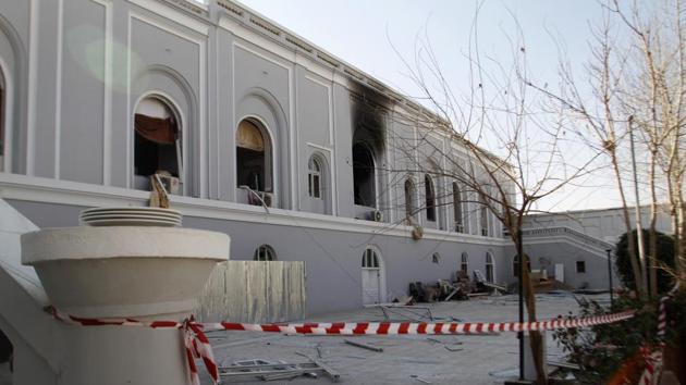 A view of the guesthouse after a bomb blast in Kandahar, Afghanistan, on January 11, 2017. The United Arab Emirates said five of its diplomats were killed in the bombing in southern Afghanistan the day before, the deadliest attack to ever target the young nation's diplomatic corps.(AP)