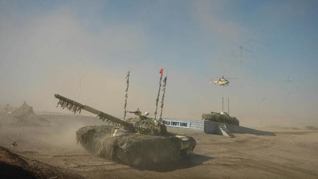 Indian Army, Corps of Army Air Defence (AAD) display fire power and equipments as they celebrated its 24th Raising Day at KK Ranges Ahmednagar in Pune. (HT PHOTO)