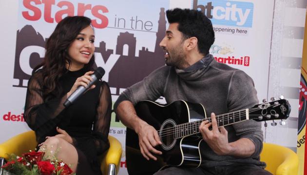Ok Jaanu stars Shraddha Kapoor and Aditya Roy Kapur at HT City Stars in the City. (SHIVAM SAXENA/HT PHOTO)