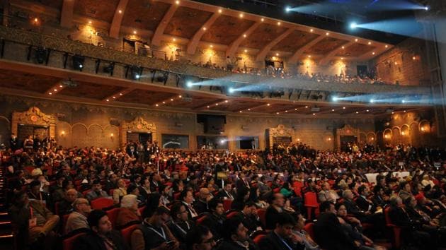 People attend the Pravasi Haryana Divas at Kingdom of Dreams on Wednesday. (Parveen Kumar/HT Photo) People attend the Pravasi Haryana Divas at Kingdom of Dreams on Wednesday. (Parveen Kumar/HT Photo)